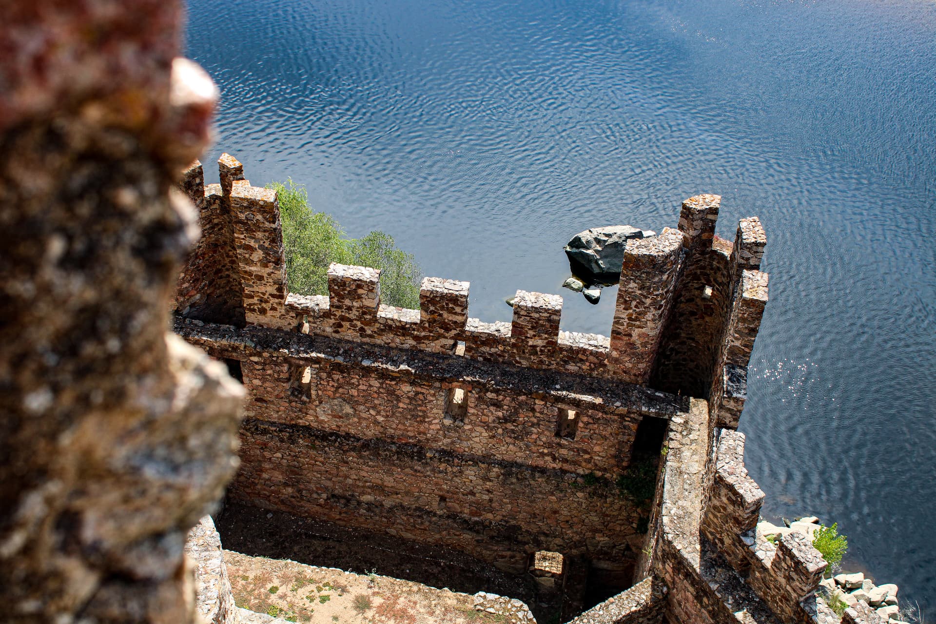 Almourol Castle battlements above the Tagus